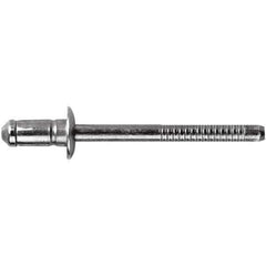 STANLEY Engineered Fastening - Size 6 Dome Head Steel Open End Blind Rivet - Steel Mandrel, 0.0591" to 0.1378" Grip, 3/16" Head Diam, 0.1929" to 0.2008" Hole Diam, 3.2" Body Diam - Eagle Tool & Supply