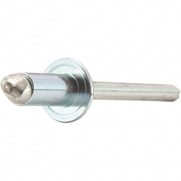 STANLEY Engineered Fastening - Size 4 Dome Head Steel Open End Blind Rivet - Steel Mandrel, 0.188" to 1/4" Grip, 1/8" Head Diam, 0.129" to 0.133" Hole Diam, 0.078" Body Diam - Eagle Tool & Supply