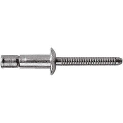 STANLEY Engineered Fastening - Size 8 Dome Head Stainless Steel Structural with Locking Stem Blind Rivet - Stainless Steel Mandrel, 0.08" to 3/8" Grip, 1/4" Head Diam, 0.261" to 0.276" Hole Diam, 0.162" Body Diam - Eagle Tool & Supply