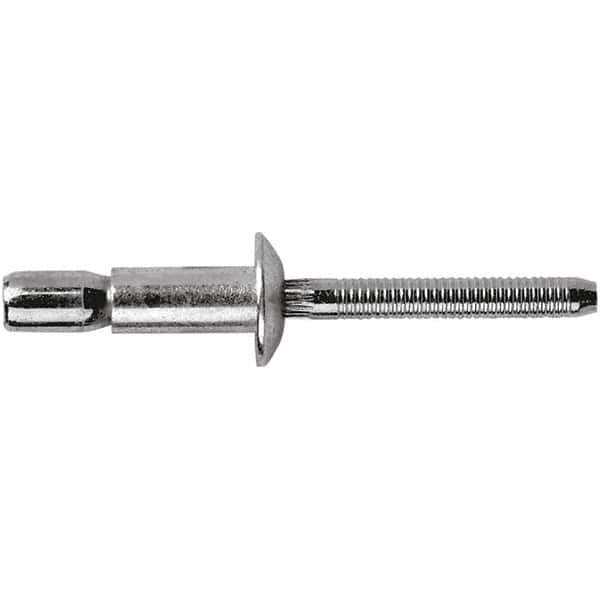 STANLEY Engineered Fastening - Size 8 Dome Head Steel Structural with Locking Stem Blind Rivet - Steel Mandrel, 0.08" to 3/8" Grip, 1/4" Head Diam, 0.261" to 0.276" Hole Diam, 0.153" Body Diam - Eagle Tool & Supply