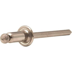 STANLEY Engineered Fastening - Size 5 Dome Head Stainless Steel Open End Blind Rivet - Stainless Steel Mandrel, 0.251" to 3/8" Grip, 5/32" Head Diam, 0.16" to 0.164" Hole Diam, 0.097" Body Diam - Eagle Tool & Supply