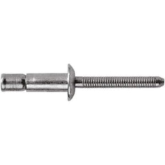 STANLEY Engineered Fastening - Size 6 Dome Head Steel Structural with Locking Stem Blind Rivet - Steel Mandrel, 0.064" to 0.437" Grip, 3/16" Head Diam, 0.194" to 0.204" Hole Diam, 0.12" Body Diam - Eagle Tool & Supply