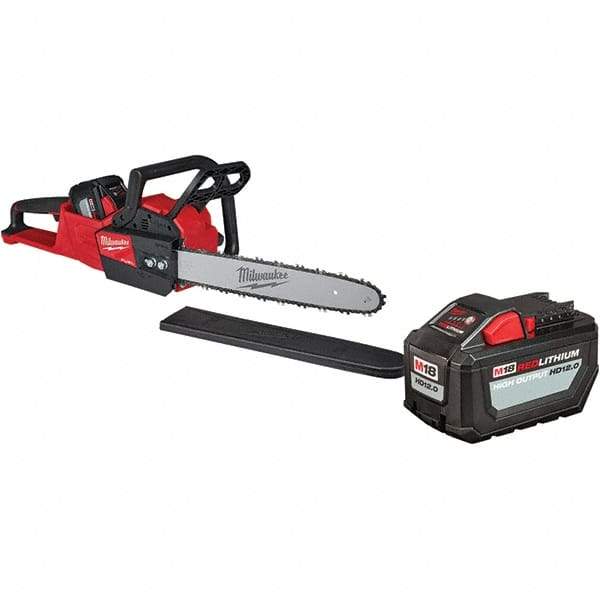 Milwaukee Tool - 18 Volt, Battery Powered Chainsaw - 16" Guide Bar Length, 6,600 RPM, 3/8" Chain Pitch, 0.043" Chain Gauge - Eagle Tool & Supply