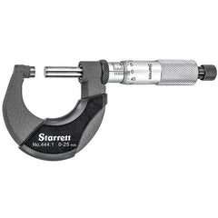 Starrett - Mechanical Outside Micrometers Minimum Measurement (mm): 0.00 Maximum Measurement (mm): 25.00 - Eagle Tool & Supply