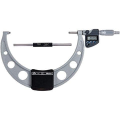 Mitutoyo - 7 to 8" Range, 0.0001" Resolution, Standard Throat IP65 Electronic Outside Micrometer - 0.00015" Accuracy, Ratchet Stop Thimble, Carbide-Tipped Face, SR44 Battery - Eagle Tool & Supply