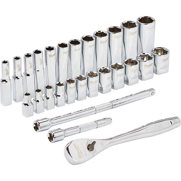 Milwaukee Tool - Socket Sets Measurement Type: Metric Drive Size: 1/4 - Eagle Tool & Supply