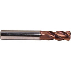 Emuge - 3mm Diam, 8mm LOC, 4 Flute Solid Carbide Roughing & Finishing End Mill - TiAlN Finish, 57mm OAL, 6mm Shank Diam, Cylindrical Shank, 38° Helix, Centercutting, Long Length - Eagle Tool & Supply