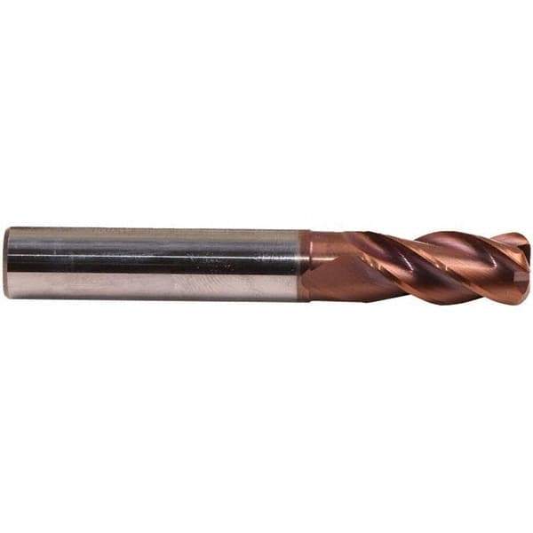 Emuge - 20mm Diam, 38mm LOC, 4 Flute Solid Carbide Roughing & Finishing End Mill - TiAlN Finish, 104mm OAL, 20mm Shank Diam, Cylindrical Shank, 38° Helix, Centercutting, Long Length - Eagle Tool & Supply