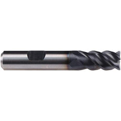 Emuge - 1/2" Diam, 1" LOC, 4 Flute Solid Carbide Roughing & Finishing End Mill - TiAlN Finish, 3" OAL, 1/2" Shank Diam, Weldon Shank, 50° Helix, Centercutting, Long Length - Eagle Tool & Supply