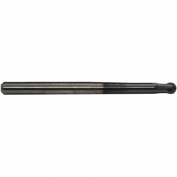 Emuge - 8mm Diam, 5.7mm LOC, 2 Flute Solid Carbide Ball End Mill - TiAlN Finish, Single End, 100mm OAL, 8mm Shank Diam, Ball Flute - Eagle Tool & Supply