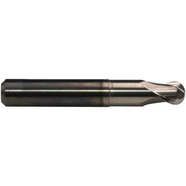 Emuge - 8mm Diam, 7mm LOC, 2 Flute Solid Carbide Ball End Mill - CrN Finish, Single End, 63mm OAL, 8mm Shank Diam, Ball Flute - Eagle Tool & Supply