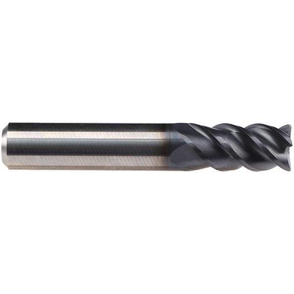 Emuge - 1/2" Diam, 1" LOC, 4 Flute Solid Carbide Roughing & Finishing End Mill - TiAlN Finish, 3" OAL, 1/2" Shank Diam, Cylindrical Shank, 50° Helix, Centercutting, Long Length - Eagle Tool & Supply