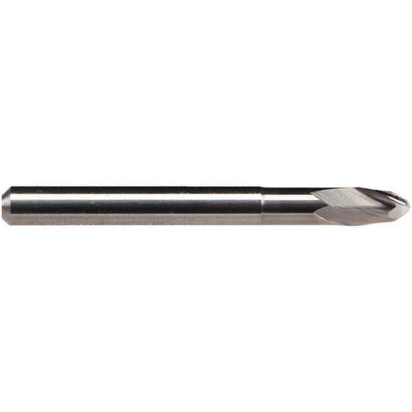 Emuge - 10mm Diam, 8mm LOC, 2 Flute Solid Carbide Ball End Mill - Uncoated, Single End, 72mm OAL, 10mm Shank Diam, Ball Flute - Eagle Tool & Supply