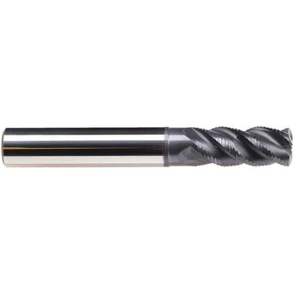 Emuge - 10mm Diam, 22mm LOC, 4 Flute Solid Carbide Roughing & Finishing End Mill - TiAlN Finish, 72mm OAL, 10mm Shank Diam, Cylindrical Shank, 45° Helix, Long Length - Eagle Tool & Supply