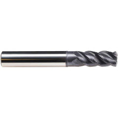 Emuge - 10mm Diam, 22mm LOC, 4 Flute Solid Carbide Roughing & Finishing End Mill - TiAlN Finish, 72mm OAL, 10mm Shank Diam, Cylindrical Shank, 45° Helix, Long Length - Eagle Tool & Supply