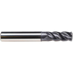 Emuge - 6mm Diam, 13mm LOC, 4 Flute Solid Carbide Roughing & Finishing End Mill - TiAlN Finish, 57mm OAL, 6mm Shank Diam, Cylindrical Shank, 45° Helix, Long Length - Eagle Tool & Supply
