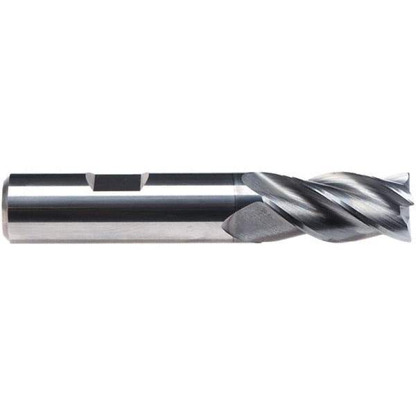 Emuge - 1" Diam, 1-1/2" LOC, 4 Flute Solid Carbide Roughing & Finishing End Mill - CrN Finish, 4" OAL, 1" Shank Diam, Weldon Shank, 38° Helix, Centercutting, Regular Length - Eagle Tool & Supply
