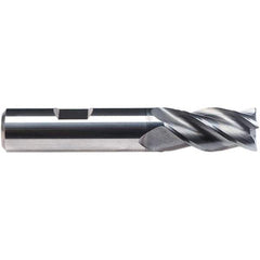 Emuge - 1" Diam, 1-1/2" LOC, 4 Flute Solid Carbide Roughing & Finishing End Mill - CrN Finish, 4" OAL, 1" Shank Diam, Weldon Shank, 38° Helix, Centercutting, Regular Length - Eagle Tool & Supply