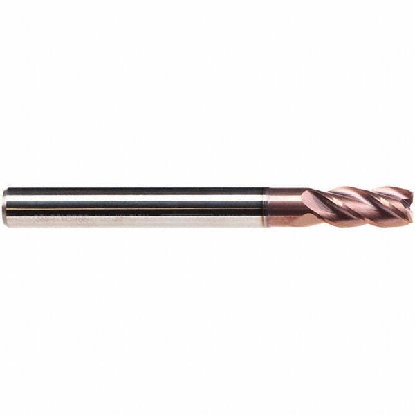 Emuge - 5mm Diam, 13mm LOC, 4 Flute Solid Carbide Roughing & Finishing End Mill - TiAlN Finish, 57mm OAL, 6mm Shank Diam, Cylindrical Shank, 38° Helix, Long Length - Eagle Tool & Supply