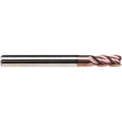 Emuge - 8mm Diam, 19mm LOC, 4 Flute Solid Carbide Roughing & Finishing End Mill - TiAlN Finish, 63mm OAL, 8mm Shank Diam, Cylindrical Shank, 38° Helix, Long Length - Eagle Tool & Supply