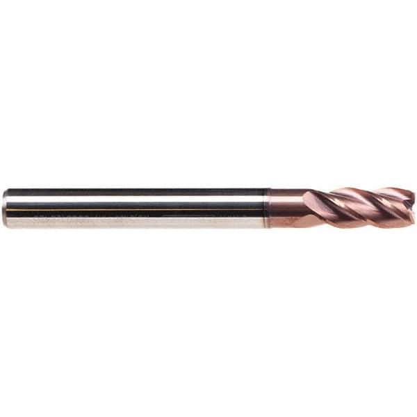 Emuge - 5mm Diam, 13mm LOC, 4 Flute Solid Carbide Roughing & Finishing End Mill - TiAlN Finish, 57mm OAL, 6mm Shank Diam, Cylindrical Shank, 38° Helix, Long Length - Eagle Tool & Supply