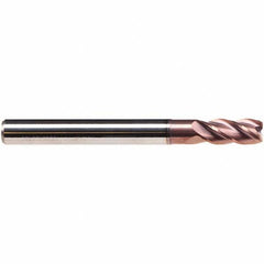 Emuge - 5mm Diam, 13mm LOC, 4 Flute Solid Carbide Roughing & Finishing End Mill - TiAlN Finish, 57mm OAL, 6mm Shank Diam, Cylindrical Shank, 38° Helix, Long Length - Eagle Tool & Supply