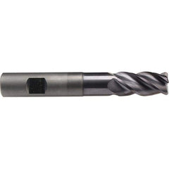 Emuge - 16mm Diam, 32mm LOC, 4 Flute Solid Carbide Roughing & Finishing End Mill - TiAlN Finish, 108mm OAL, 16mm Shank Diam, Weldon Shank, 40° Helix, Extra Long Length - Eagle Tool & Supply