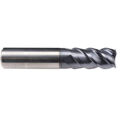 Emuge - 3mm Diam, 14mm LOC, 4 Flute Solid Carbide Roughing & Finishing End Mill - TiAlN Finish, 57mm OAL, 6mm Shank Diam, Cylindrical Shank, 50° Helix, Centercutting, Long Length - Eagle Tool & Supply