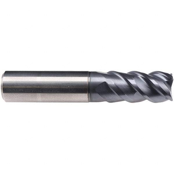 Emuge - 16mm Diam, 40mm LOC, 4 Flute Solid Carbide Roughing & Finishing End Mill - TiAlN Finish, 92mm OAL, 16mm Shank Diam, Cylindrical Shank, 50° Helix, Centercutting, Long Length - Eagle Tool & Supply