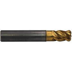 Emuge - 16mm Diam, 22mm LOC, 4 Flute Solid Carbide Roughing & Finishing End Mill - TiN/TiAlN Finish, 82mm OAL, 16mm Shank Diam, Cylindrical Shank, 45° Helix, Stub Length - Eagle Tool & Supply
