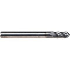 Emuge - 1/4" Diam, 1/2" LOC, 4 Flute Solid Carbide Ball End Mill - CrN Finish, Single End, 2-1/2" OAL, 1/4" Shank Diam, Ball Flute - Eagle Tool & Supply