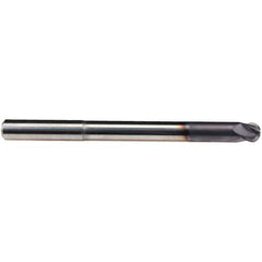 Emuge - 1/2" Diam, 3/8" LOC, 4 Flute Solid Carbide Ball End Mill - TiAlN Finish, Single End, 6" OAL, 1/2" Shank Diam, Ball Flute - Eagle Tool & Supply