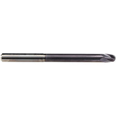 Emuge - 7/16" Diam, 11/32" LOC, 4 Flute Solid Carbide Ball End Mill - TiAlN Finish, Single End, 5" OAL, 7/16" Shank Diam, Ball Flute - Eagle Tool & Supply