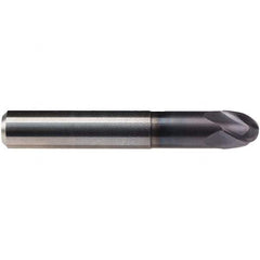 Emuge - 1/2" Diam, 3/8" LOC, 4 Flute Solid Carbide Ball End Mill - TiAlN Finish, Single End, 3-1/4" OAL, 1/2" Shank Diam, Ball Flute - Eagle Tool & Supply