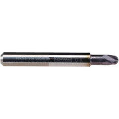 Emuge - 3/16" Diam, 3/16" LOC, 4 Flute Solid Carbide Ball End Mill - TiAlN Finish, Single End, 2" OAL, 1/4" Shank Diam, Ball Flute - Eagle Tool & Supply