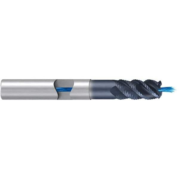 Emuge - 16mm Diam, 32mm LOC, 4 Flute Solid Carbide Roughing & Finishing End Mill - TiAlN Finish, 108mm OAL, 16mm Shank Diam, Cylindrical Shank, 45° Helix, Extra Long Length - Eagle Tool & Supply