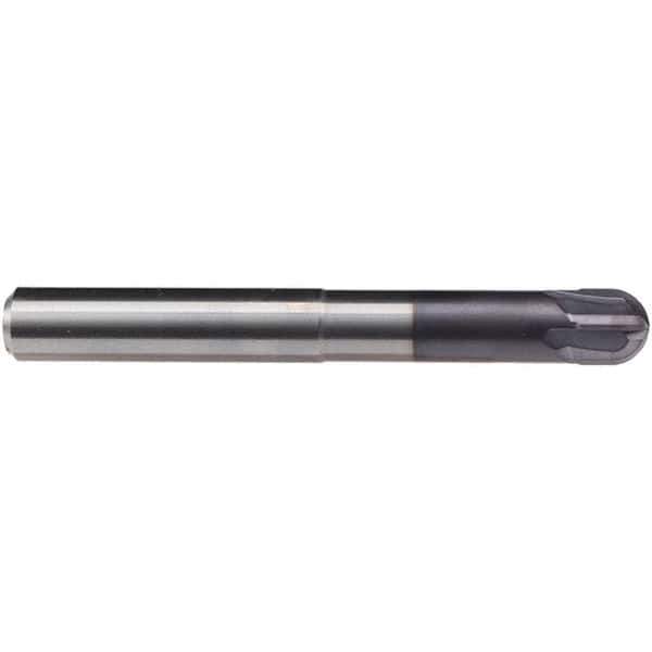 Emuge - 10mm Diam, 8mm LOC, 4 Flute Solid Carbide Ball End Mill - TiAlN Finish, Single End, 100mm OAL, 10mm Shank Diam, Ball Flute - Eagle Tool & Supply