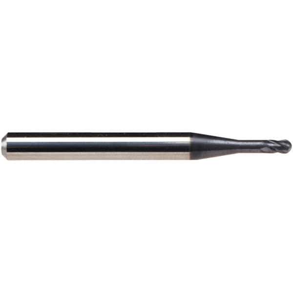 Emuge - 3mm Diam, 3.5mm LOC, 4 Flute Solid Carbide Ball End Mill - TiAlN Finish, Single End, 57mm OAL, 6mm Shank Diam, Ball Flute - Eagle Tool & Supply