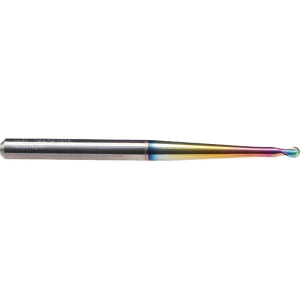 Emuge - 3mm Diam, 3.5mm LOC, 2 Flute Solid Carbide Ball End Mill - CrN Finish, Single End, 80mm OAL, 6mm Shank Diam, Ball Flute - Eagle Tool & Supply