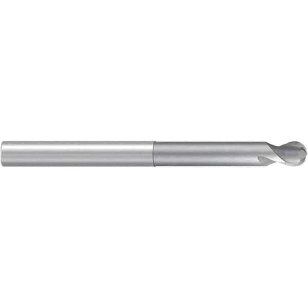 Emuge - 8mm Diam, 7mm LOC, 2 Flute Solid Carbide Ball End Mill - Uncoated, Single End, 120mm OAL, 8mm Shank Diam, Ball Flute - Eagle Tool & Supply