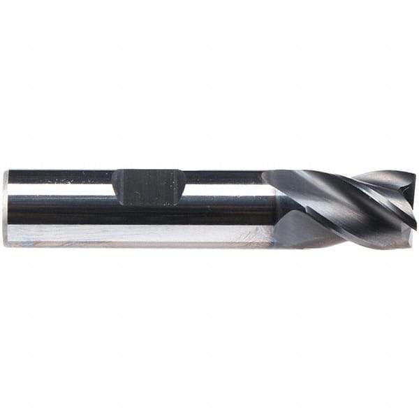 Emuge - 1/2" Diam, 5/8" LOC, 4 Flute Solid Carbide Roughing & Finishing End Mill - CrN Finish, 2-1/2" OAL, 1/2" Shank Diam, Weldon Shank, 38° Helix, Centercutting, Stub Length - Eagle Tool & Supply