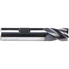 Emuge - 1/2" Diam, 5/8" LOC, 4 Flute Solid Carbide Roughing & Finishing End Mill - CrN Finish, 2-1/2" OAL, 1/2" Shank Diam, Weldon Shank, 38° Helix, Centercutting, Stub Length - Eagle Tool & Supply