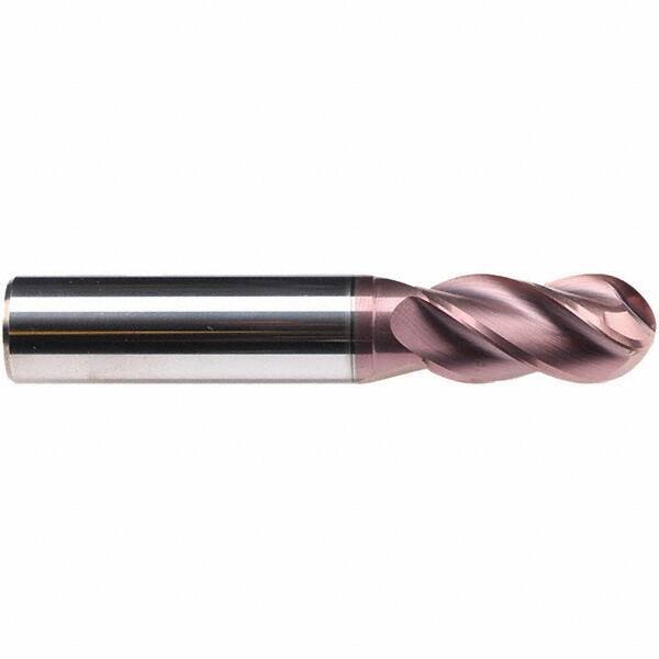Emuge - 16mm Diam, 32mm LOC, 4 Flute Solid Carbide Ball End Mill - TiAlN Finish, Single End, 92mm OAL, 16mm Shank Diam, Ball Flute - Eagle Tool & Supply