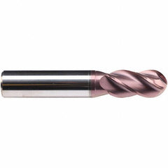 Emuge - 16mm Diam, 32mm LOC, 4 Flute Solid Carbide Ball End Mill - TiAlN Finish, Single End, 92mm OAL, 16mm Shank Diam, Ball Flute - Eagle Tool & Supply