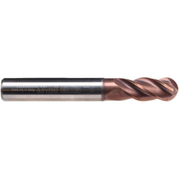 Emuge - 6mm Diam, 13mm LOC, 4 Flute Solid Carbide Ball End Mill - TiAlN Finish, Single End, 57mm OAL, 6mm Shank Diam, Ball Flute - Eagle Tool & Supply