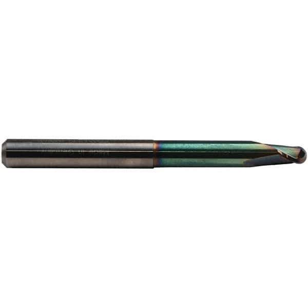 Emuge - 8mm Diam, 7mm LOC, 2 Flute Solid Carbide Ball End Mill - CrN Finish, Single End, 90mm OAL, 8mm Shank Diam, Ball Flute - Eagle Tool & Supply