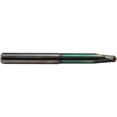Emuge - 8mm Diam, 7mm LOC, 2 Flute Solid Carbide Ball End Mill - CrN Finish, Single End, 90mm OAL, 8mm Shank Diam, Ball Flute - Eagle Tool & Supply