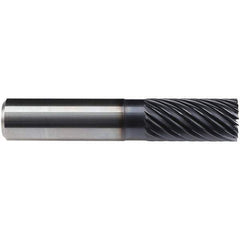 Emuge - 16mm Diam, 32mm LOC, 16 Flute Solid Carbide Roughing & Finishing End Mill - TiAlN Finish, 92mm OAL, 16mm Shank Diam, Cylindrical Shank, 40° Helix, Long Length - Eagle Tool & Supply
