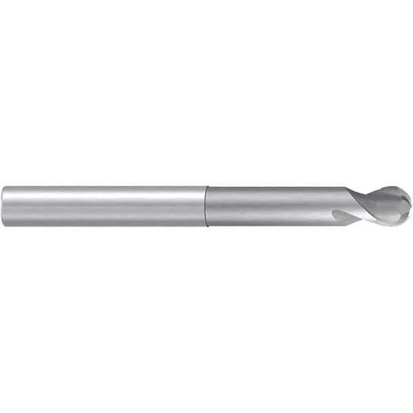 Emuge - 8mm Diam, 7mm LOC, 2 Flute Solid Carbide Ball End Mill - Uncoated, Single End, 90mm OAL, 8mm Shank Diam, Ball Flute - Eagle Tool & Supply