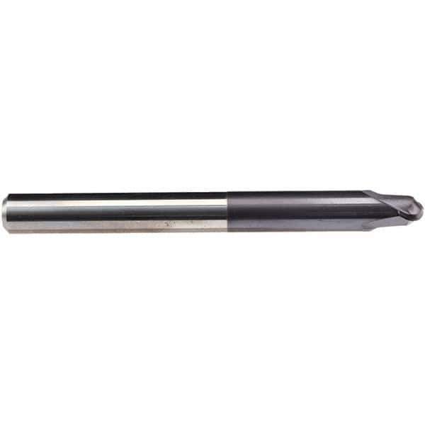 Emuge - 6mm Diam, 3.5mm LOC, 2 Flute Solid Carbide Ball End Mill - TiAlN Finish, Single End, 80mm OAL, 6mm Shank Diam, Ball Flute - Eagle Tool & Supply